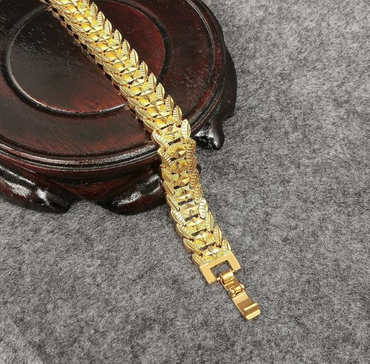 Gold%20Plated%20%20Chain%20Bracelet%20Wrist%20Jewelry%20Gift%20%20For%20Men%20%20-%20Golden%20-%20Image%203