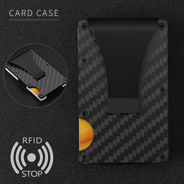 【ALL GOOD】IraJonas RFID Carbon Fiber Wallets For Men - Minimalist Aluminum Wallet For Men - Carbon Fiber Money Clip Wallet Metal - Mens Carbon Fiber Wallet Slim - Mens Wallet Carbon Fiber Card Holder With Money Clip