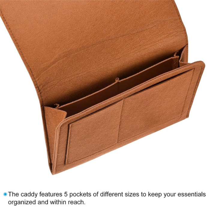 Bedside%20Organizer,%20Bed%20Bedside%20Organizer%20Hanging%205%20Pocket%20Soft%20Felt%20Bed%20Pockets%20Bedside%20Storage%20Organizer%20Brown%20-%20Image%203