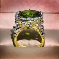 HOYON 14K Yellow Gold Color Emerald Gemstone Ring for Women Fine Anillos De Anel Bijoux Femme Jewellery Bizuteria Jade Free Ship. 