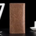 CarrKen Men's Wallet Long 2023 New Oil Wax Leather Wallet Men's Gift Retro Cross border Multi Card Wallet Ultra Thin Trendy Fash.