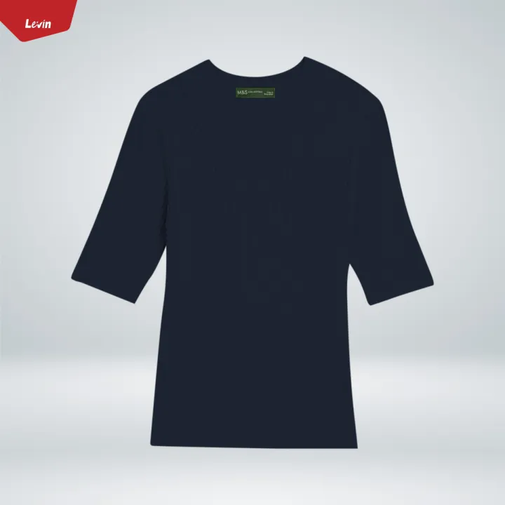 Ladies%20Short%20Sleeve%20Ribbed%20Crew%20Neck%20Knitted%20Sweater%20From%20Levin%20-%20Image%209