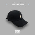 ZLYZJJ plum color hat for female spring and summer, Korean version of versatile ins Baseball cap, fashionable sunscreen patch cloth, R letter cap.