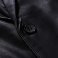 Black Single-button V-neck Blazer Jacket Men's Fashion Casual Coat PU Fabric Large Size M-5XL Outer Flap Pocket Decoration.
