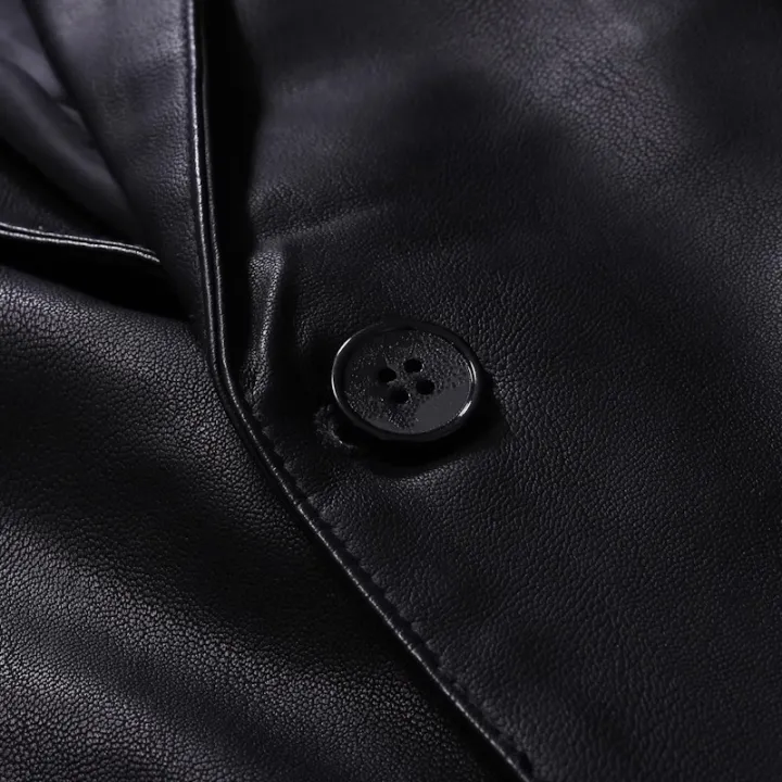 Black%20Single-button%20V-neck%20Blazer%20Jacket%20Men's%20Fashion%20Casual%20Coat%20PU%20Fabric%20Large%20Size%20M-5XL%20Outer%20Flap%20Pocket%20Decoration%20-%20Image%204