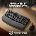 Logitech Wave Keys Wireless Ergonomic Keyboard with Cushioned Palm Rest, Comfortable Natural Typing, Easy-Switch, Bluetooth, Logi Bolt Receiver, for Multi-OS, Windows/Mac - Graphite.