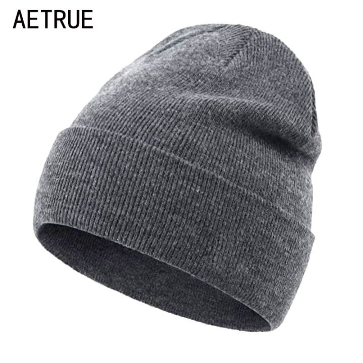 Solid Beanies Hat Women's Knitted Hats For Men Cap Autumn Ski