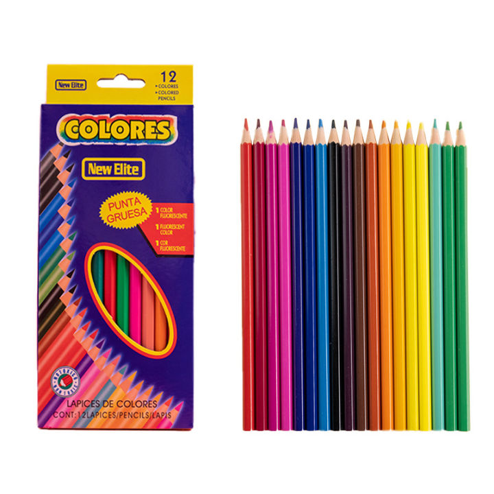 Color Pencil 12 Color Box Wholesale Kids Student Drawing Painting Color Pencil Set Graffiti Brush Stock
