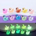 10/20/50PCS Mini Fluorescent Sunglasses Duck Ornament Miniature Figures Tiny Duck Resin Micro Landscape DIY Dollhouse Decoration.