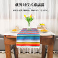 Table Runner Mexican Style Rainbow Table Runner Woven Cotton Linen Woven Table Towel Tea Table Flag Blanket Hotel American Tablecloth.