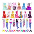 Doll Accessories for Barbie Doll Clothes Mixed Mini Dress Up Set Fashion Clothes High Heels Shoes Doll Part Children Toy Gifts.