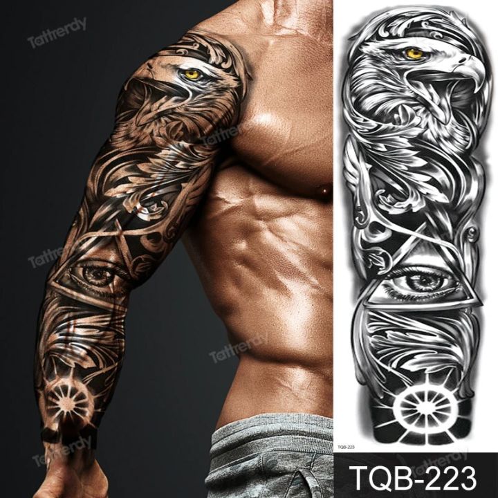 full%20arm%20temporary%20tattoos%20large%20totem%20tribal%20big%20sleeve%20tattoo%20sticker%20body%20art%20sexy%20dragon%20tiger%20lion%20king%20tattoo%20designs%20men%20-%20Image%206
