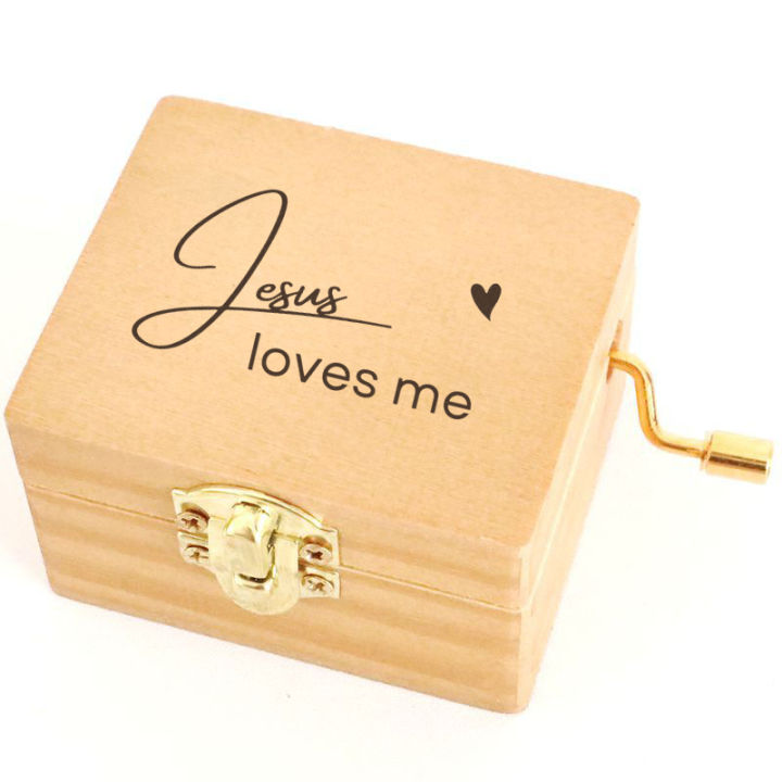 Personalized Music Box Jesus Loves Me Music Box Wood Custom Anniversary Gift Romantic Gift for Valentine's Day Design