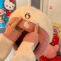 Sanrio Hello Kitty Fashion Plush Beret Soft Hat Y2k Girl Winter Harajuku Korean Style Cap Women Retro Trendy Clothes Accessories.