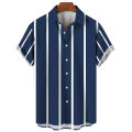 Hawaiian Vacation Summer for Men Shirts Stripes Print Lapel Short Sleeve Top Tees Oversized Loose Breathable Shirt Male Casual. 