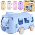500ML Bus Shape Cute Car Water Bottle with Movable Wheels Strap Plastic Drinking Bottle Leakproof for Boys Girls. 