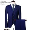 Men Suits Blazers 3 Pieces 2 Sets Wedding Elegant Business Vest Pants Blue Coats2022 Formal Jackets Korean Luxury. 