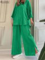 Women Casual 2PCS 2023 Autumn Solid Pant Sets Pocket Lapel Shirt Outfit Tracksuit. 