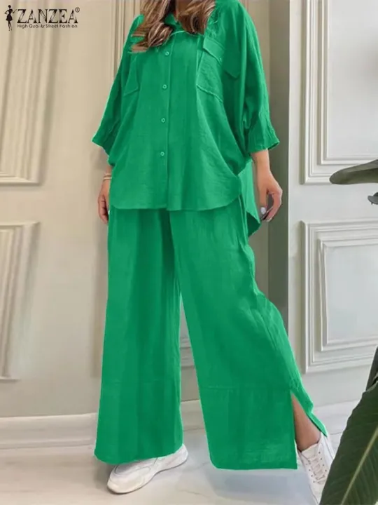 Women%20Casual%202PCS%202023%20Autumn%20Solid%20Pant%20Sets%20Pocket%20Lapel%20Shirt%20Outfit%20Tracksuit%20-%20Image%203