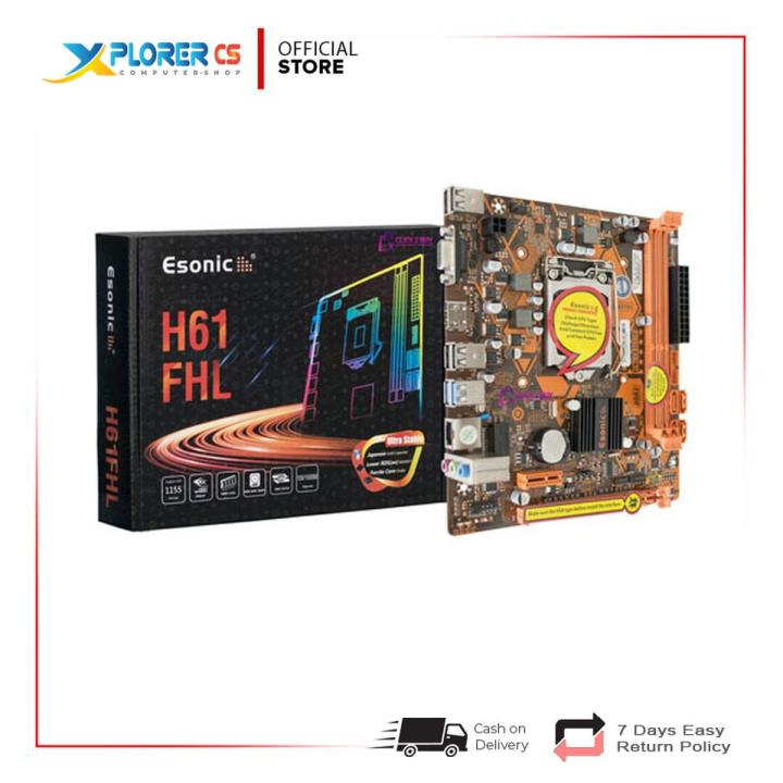 Esonic H61FHL  - Supports Intel® 1155 -  i7/i5/i3/Pentium/Celeron Processors - Dual RAM - Motherboard - 1 Year Replace Warranty