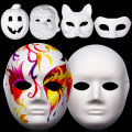 Roleplay Handdrawn White Pulp Mask DIY Adult Christmas Halloween Party Santa Claus Cat Fox Full Face Masks Cosplay Costume Props.