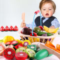 Toddler Simulation Kitchen Pretend Toy Wooden Play Food Cutting Magnetic Fruit Vegetable Set Montessori Educational Children Kid. 
