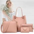 4Pcs Faux Leather Shoulder Bag Women Handbag Purse Set Trend Female Shoulder Bag Casual Ladies Crossbody Bags Clutches Totes.