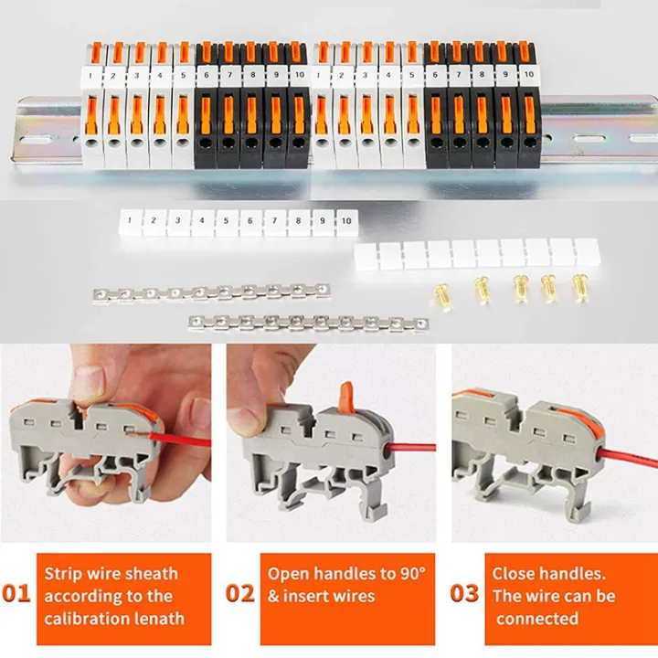 DIN%20Rail%20Terminal%20Blocks%20Kit,%20with%20Universal%20Compact%20Connectors,%20Connection%20Bar,%20Marker%20Strip,%20Screws,%2028-12%20AWG%20-%20Image%203
