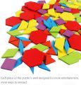 155 Pcs Wooden Pattern Blocks Set Geometric Shape Puzzle Kindergarten Classic Educational Montessori Tangram Toys for Kids.