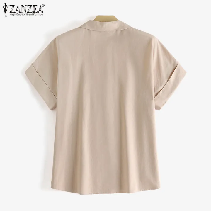 ZANZEA%20Korean%20Style%20Women%20Button%20Up%20Short%20Sleeve%20Shirt%20Summer%20Casual%20Loose%20Cotton%20Blouse%20Tops%20#10%20-%20Image%207