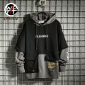 Spring and autumn hoodies men's thin color matching -hop tide brand loose tooling ckets handsome hooded jacket men's. 