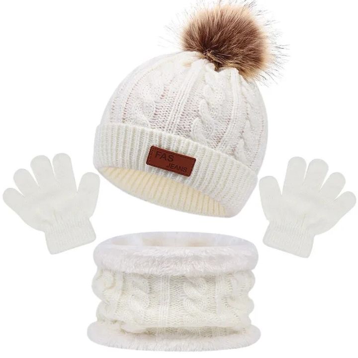 3PCS%20Cute%20Pompom%20Knitted%20Hats%20Winter%20Baby%20Hat%20Scarf%20Gloves%20Set%20Solid%20Color%20Toddler%20Bonnet%20Outdoor%20Warm%20Infant%20Accessories%201-5Y%20-%20Image%202