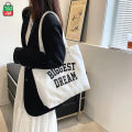 TAG Lifestyle Canvas Tote Bag/Exclusive BIGGEST DREAM Design Black Color for girls For University/College/Trendy Fashionable Women.