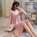 Mid-Length Spring and Summer Nightdress Women's Sling Jumpsuit Korean Style Spring, Summer, Autumn Season Cute Girl Pajamas Homewear.