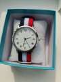 Men's Ultra thin Sports Student Exam Nylon Cloth Strap Trendy Simple Roman Quartz Watch.