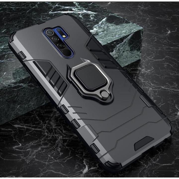 icasecover for Xiaomi POCO M2/POCO M2 Reloaded Hard Case Hybrid Shockproof Car Magnetic Ring Buckle Stand Back Cover
