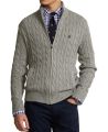 Ralph Lauren Cable-Knit Cotton Full Zipper Sweater – Grey. 