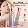 2 In 1 Electric Eyebrow Trimmer rechargeable Makeup Eye Brow Epilator For Women Shaver Razors Mini Portable Facial Hair Remover. 