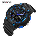 SANDA 6181 Dual Display Men Watches Waterproof Sports Watch Military Man Alarm Stopwatch Quartz Wristwatch Male Digital Clock.