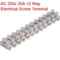 20Amp 12 Way Electrical Cables Joint Terminals AC 220V 20A 12 Point Screws Terminal Connector PVC Plastic Barrier Terminal Block Strip For Wire Joining.
