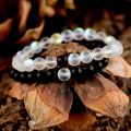 2Pcs Couples Long Distance Bracelet Natural Natural Stone Red Black Yin Yang Beaded Bracelets for Men Women Best Friend. 