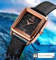 SKMEI SK1702F Black PU Leather Analog Luxury Watch For Women - RoseGold & Black. 