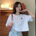 4 High waist short sleeve T Women's T-shirt Niche Design Loose Korean Style ins Trendy Elegant Drawstring Super-Hot Short Top Clothes. 