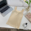 Autumn and Winter New Thickened Fleece-Lined U Collar Thermal Underwear Warm Vest Women's Underwear Base Shirt with Chest Pad.