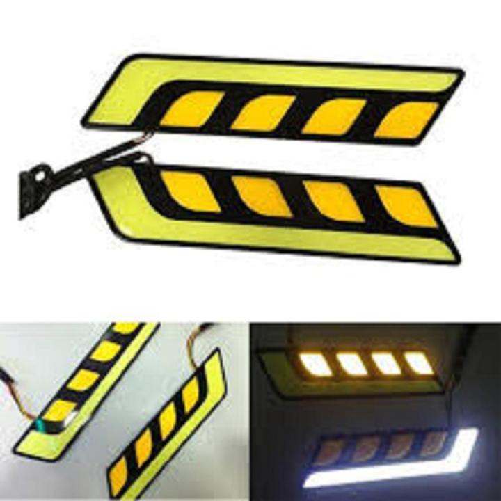 2Pcs Strip body metal indicator white and yellow combination  LED light for motorcycle