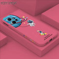 Hontinga for Redmi Note 12 4G Back Cover Cartoon Astronaut Side Design Phone Case Square Soft Liquid Silicone Mobile Cover. 
