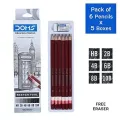 DOMS DRAWING & SKETCH PENCIL SET - HB 2B 4B 6B 8B 10B & ERASER. 