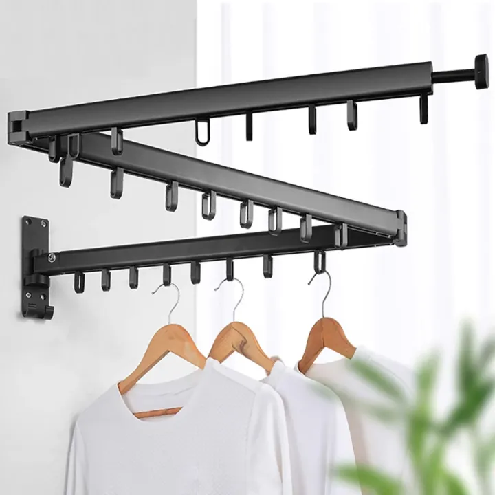 Folding%20Clothes%20Hanger%20Wall%20Mount%20Retractable%20Cloth%20Drying%20Black%20C%20-%20Image%206