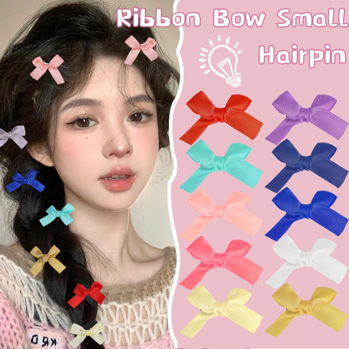 8PCS Sweet Bowknot Hair Clips Ribbon Bow Hairpins Bang Clip Girls Mini Grabs Clips Women Headwear Hair Accessories