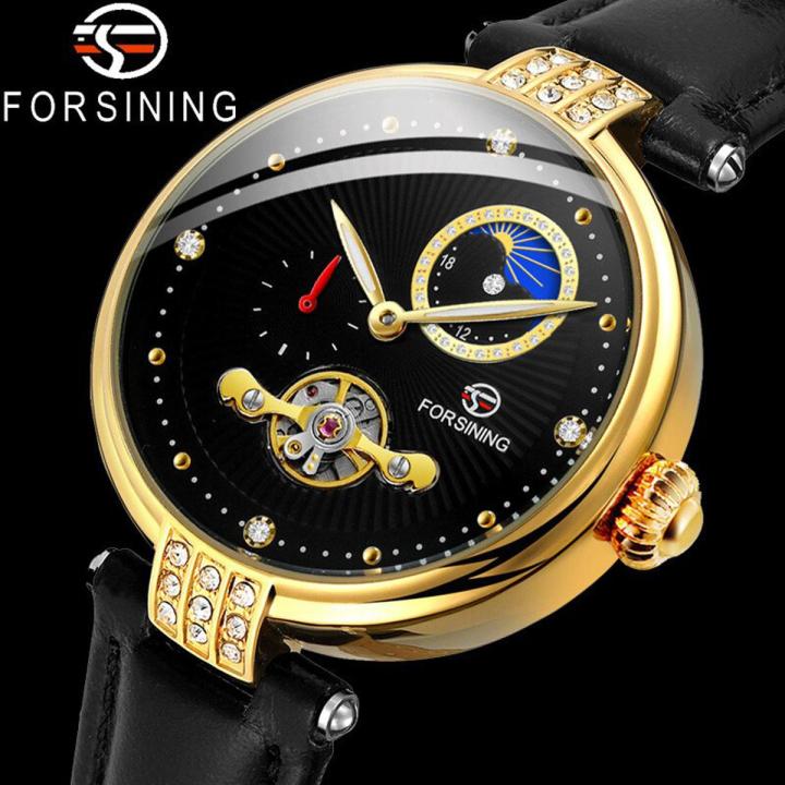 FORSINING Women Wristwatch Classic Female Clock Top Brand Luxury Black Automatic Mechanical Waterproof Classic Ladies Watch 8211